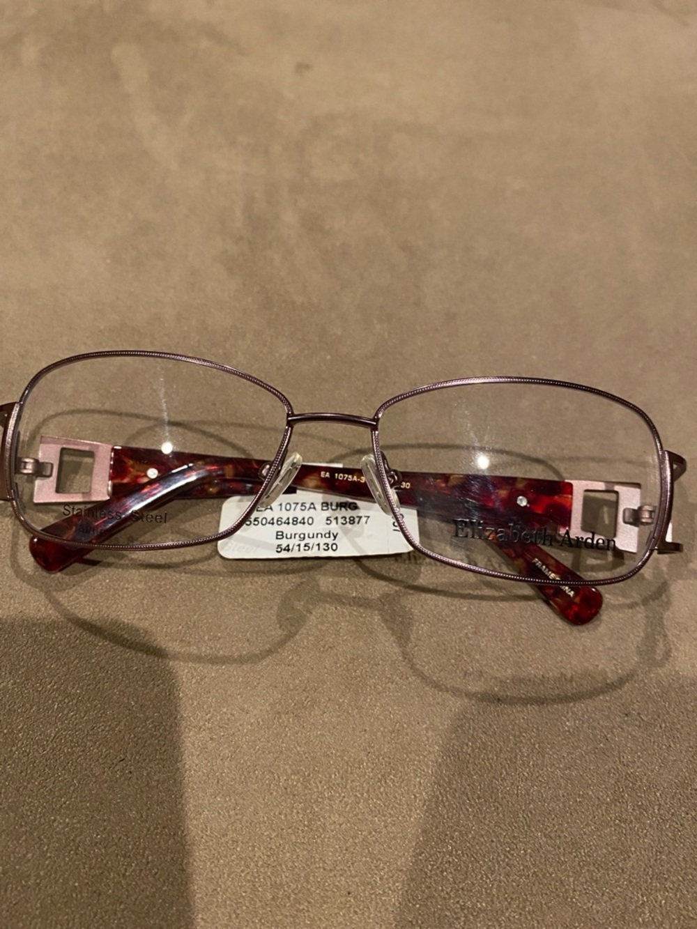 Elizabeth Arden Burgundy Metal and Tortoiseshell Temple Women's Glasses